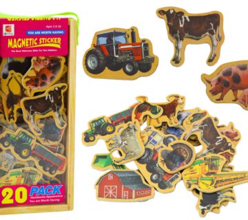 Set of Wooden Magnets, Home Animals, Agricultural Machines, 20 Pieces - cover