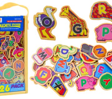 Set of Wooden Magnets Letters Pictures Animals Objects 26 Pieces - cover