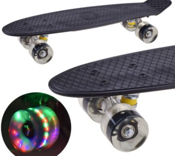 Mini-skate sa svjetlećim kotačima – crni - cover