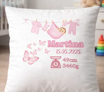 Personalizirani jastuk za rođenje bebe (djevojčica) - cover