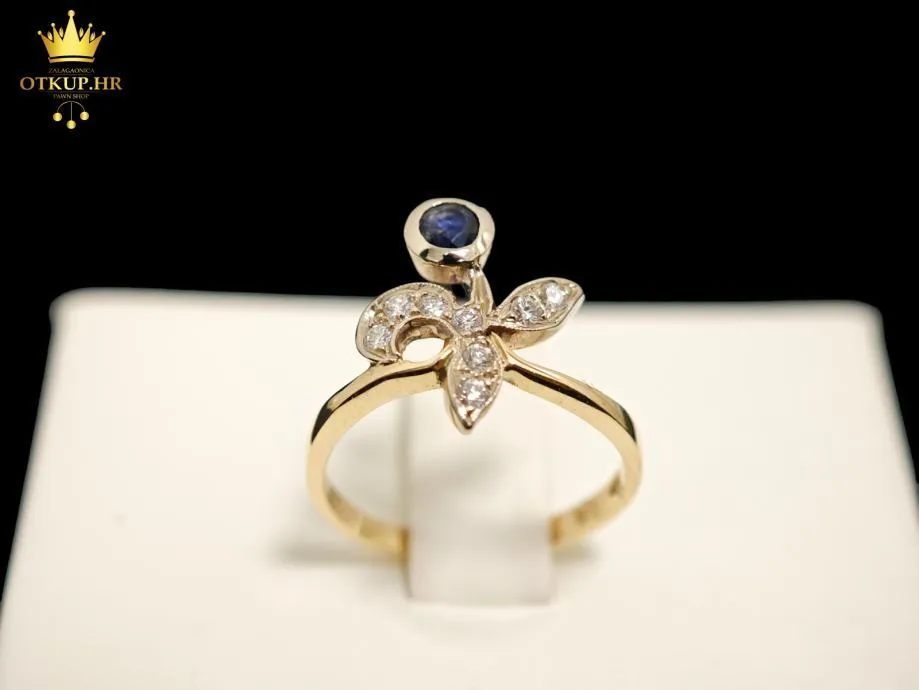 ZLATNI PRSTEN S DIJAMANTIMA - 0,12ct - 2,65G .585 (14K) / R1, RATE !! - cover