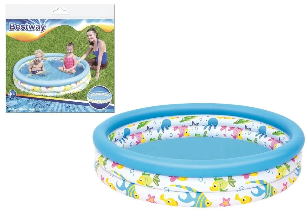 Bazen na napuhavanje Fish 122 x 25 cm Bestway 51009 - cover