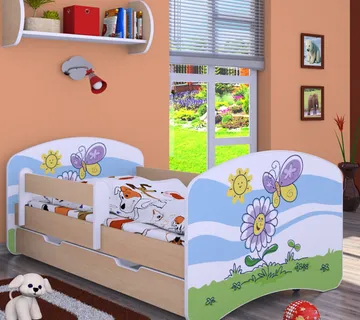 Drveni dječji krevet Happy leptir s ladicom – 160×80 - cover