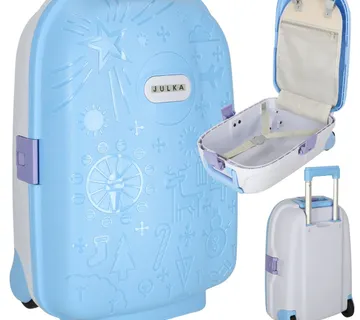 Dječji putni kofer na kotačima s LED svjetlima – plavi lokot GRATIS - cover