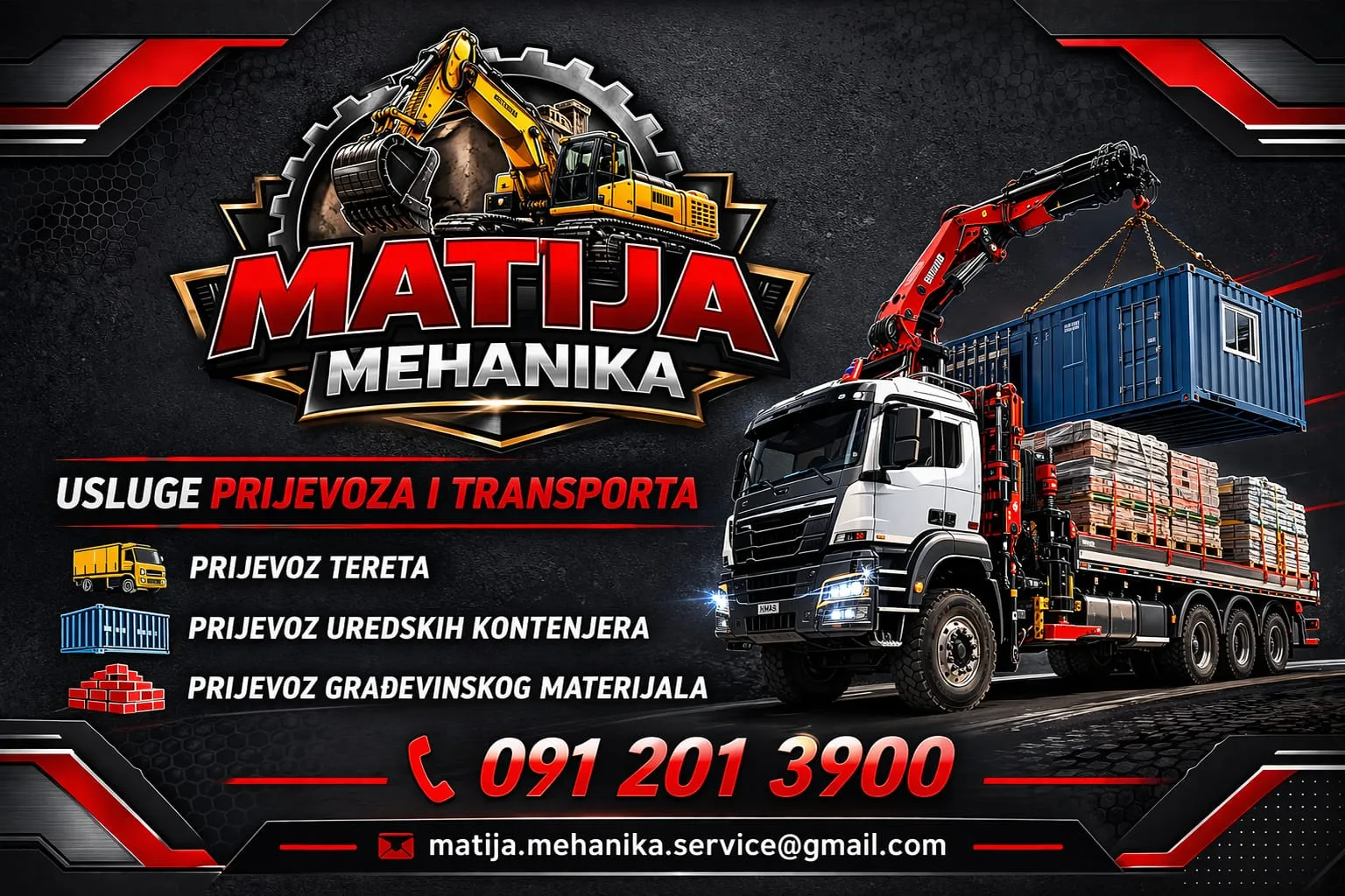 PRIJEVOZ KAMIONOM S KRANOM 3,5 t — ZAGREB — UTOVAR/ISTOVAR - cover