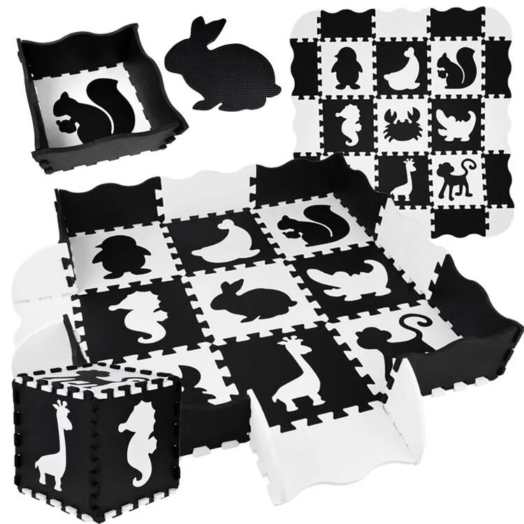 Pjenasta puzzle podloga za igru crno-bijela - cover