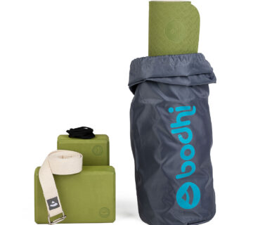 Bodhi Yoga Bodhi joga set za početnike zeleni - prostirka 183 cm x 60 cm x 5 mm, remen za vježbanje, 2 bloka - cover