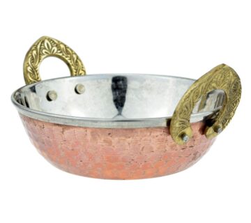 Sat Nam La Coppera Copper Kadai zdjela s ručkama od nehrđajućeg čelika i bakra Veličina: S - cover