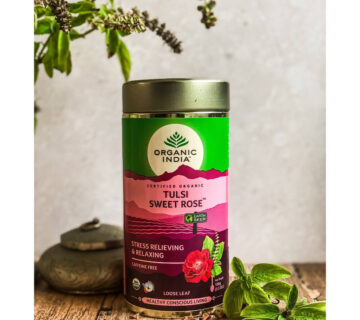 Organic India Organski čaj India Tulsi Sweet Rose za smirenje, stres, opuštanje 100 g, bez kofeina - cover