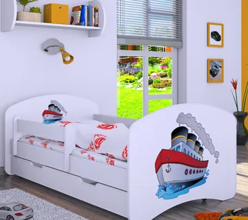 Drveni dječji krevet Happy brod s ladicom – 160*80 - cover