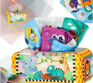 Montessori senzorička kutija s šarenim maramicama i životinjama - cover