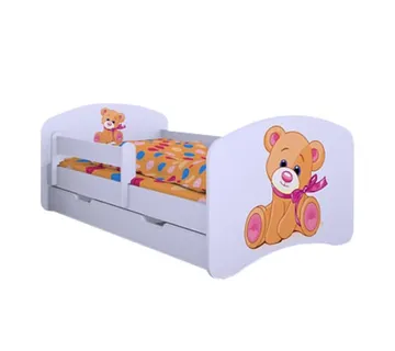 Drveni dječji krevet Happy medo s mašnom s ladicom – 160*80 - cover