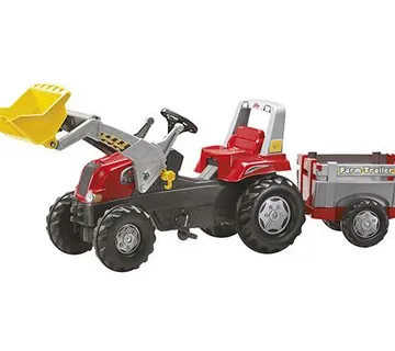 Rolly Toys traktor na pedale RT crveni sa utovarivačem i prikolicom - cover