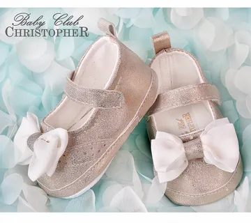 Balerinke za bebe zlatne s mašnom - cover