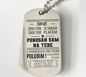 Vojna gravirana pločica – Sine, voli te tata - cover