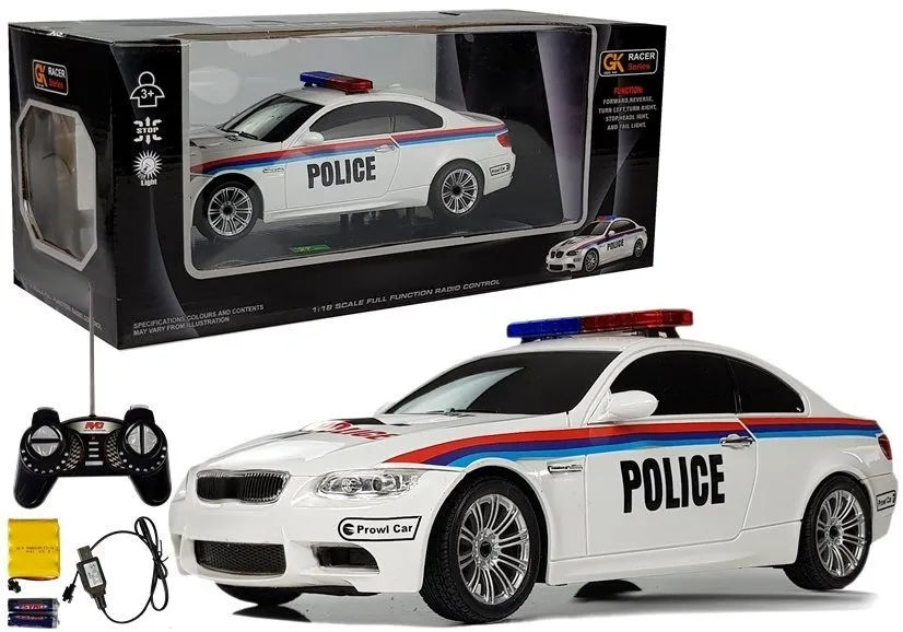 Auto na daljinsko upravljanje Car Police 1:18 – bijeli - cover