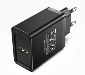 Vention 1-port USB Wall Charger (18W) EU-Plug, Black - cover