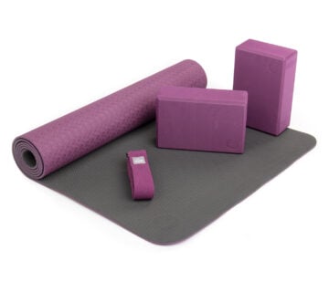 Bodhi Yoga Bodhi joga set za početnike ljubičasti - prostirka 183 cm x 60 cm x 5 mm, remen za vježbanje, 2 bloka - cover