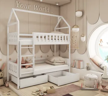 Dječja soba – krevet na kat kućica Gaja 160×80 – puno drvo - cover