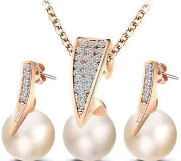 Rose gold set - ogrlica i naušnice s kristalima - cover