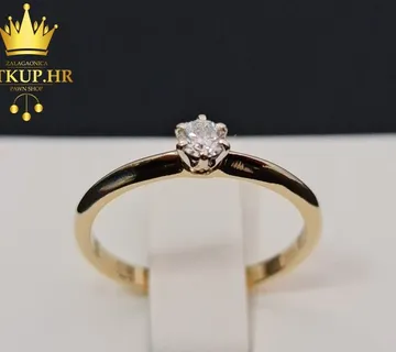 ZLATNI PRSTEN S DIJAMANTOM 0,17ct / R1, RATE ! - cover