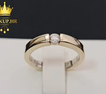 ZLATNI PRSTEN S DIJAMANTOM 0,16ct / R1, RATE ! - cover