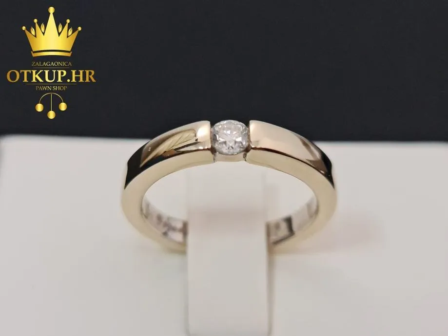 ZLATNI PRSTEN S DIJAMANTOM 0,16ct / R1, RATE ! - cover