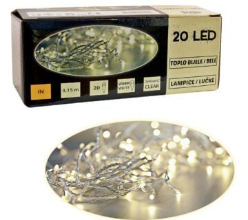 20 LED, lanac, bijelo svjetlo na baterije - cover