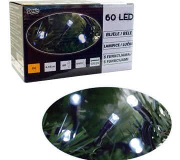 60 LED, lanac, bijelo svjetlo, 8 funkcija - cover