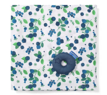 BabyOno Swaddles tetra pelene za povijanje + zvečka, borovnica - cover