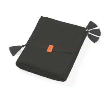 BabyOno Bambus dekica pletena s resicama crna - cover