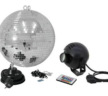 EUROLITE Mirror ball set 30cm with LED RGB spot RC - cover