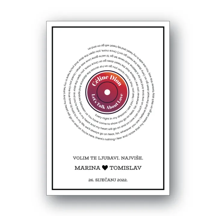 Personalizirani poster – Najdraža pjesma - cover