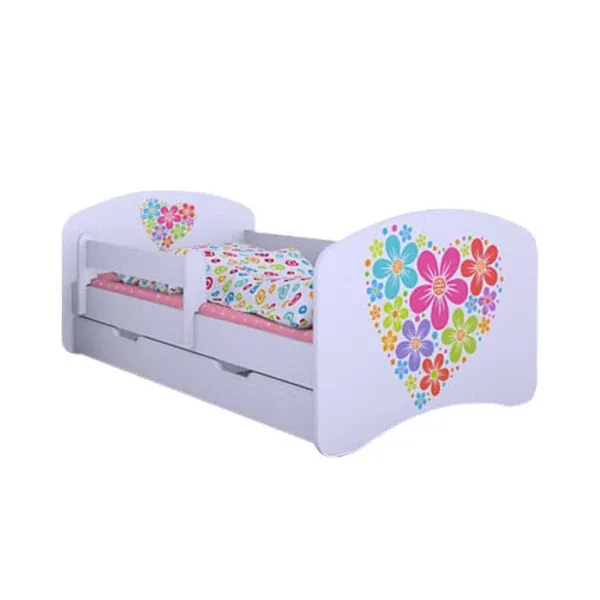 Drveni dječji krevet Happy cvijeće s ladicom – 140*70 - cover