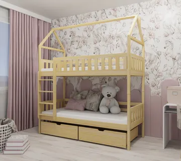 Dječja soba – krevet na kat kućica Gaja 190×90 – puno drvo - cover