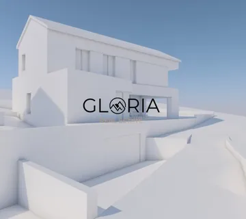 Postira, građevinsko zemljište s idejnim projektom za vilu s bazenom, - cover