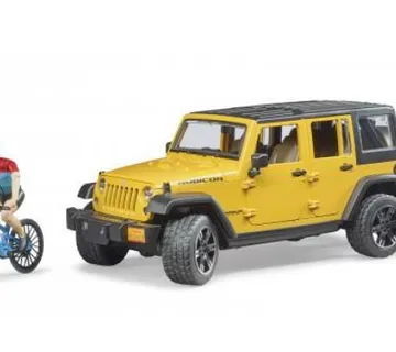 Bruder Jeep Wrangler Rubicon Unlimited s brdskim biciklom i biciklisto - cover