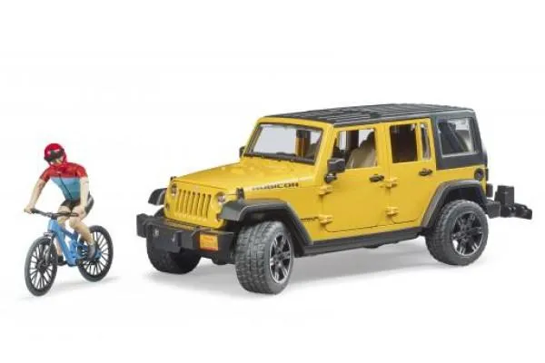 Bruder Jeep Wrangler Rubicon Unlimited s brdskim biciklom i biciklisto - cover