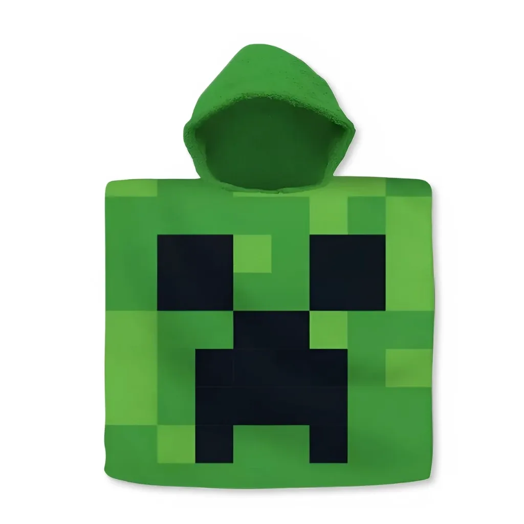 Minecraft ‘Green’ dječji poncho za plažu, 60×120 cm - cover