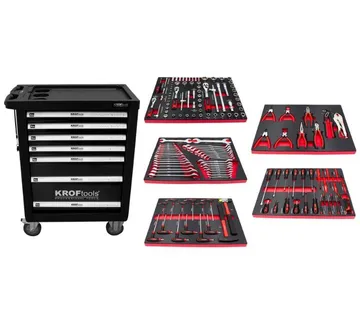 Crna kolica za alat sa 7 ladica, 160 komada alata - cover