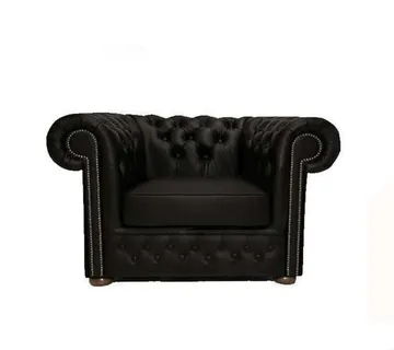 Chesterfield Fotelja First Class Leather | 1-sjedište | Matt Black - cover