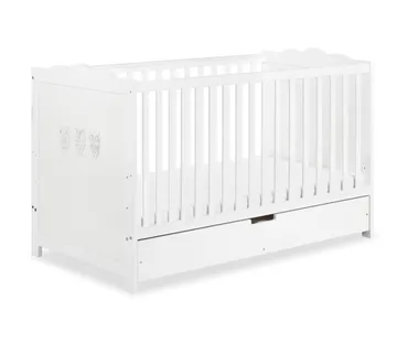 KLUPS Dječji krevetić MARSELL bijeli 140x70 s ladicom i ogradom - cover