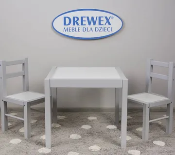 DREWEX Set Stol + 2 stolice bijelo/sivo - cover