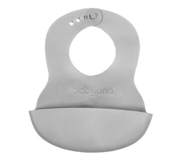 BabyOno Silikonski podbradak 6 m+, siva - cover