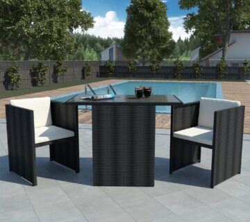 vidaXL 3-dijelni bistro set od poliratana s jastucima crni - cover
