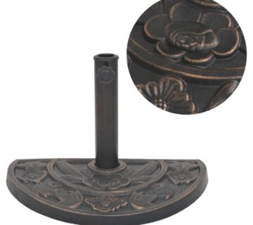 vidaXL Stalak za Suncobran od Smole Poluokrugli Boja Bronce 9 kg - cover