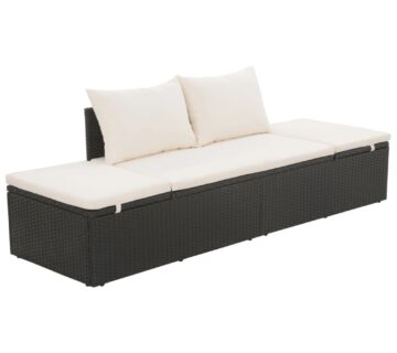vidaXL Ležaljka za sunčanje crna 195 x 60 cm poliratan - cover