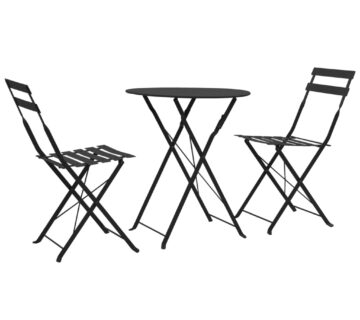 vidaXL 3-dijelni bistro set čelični crni - cover