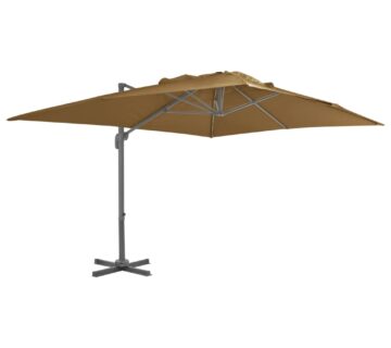 vidaXL Konzolni suncobran s aluminijskom šipkom 400 x 300 cm bež - cover