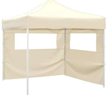 vidaXL Sklopivi šator s 2 zida 3 x 3 m krem - cover